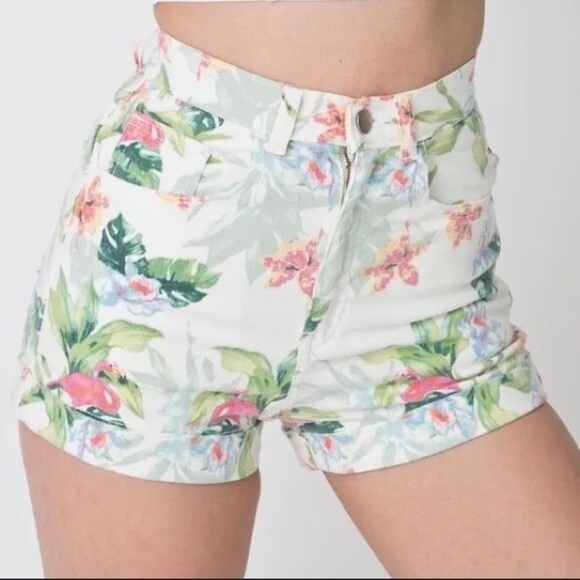 American Apparel high waisted flamingo print shorts - Picture 1 of 5